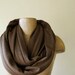 Chunky Infinity Scarf - Thick Loop Knit Infinity Scarf - Chocolate Brown Cotton Jersey Slub