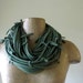 Shag Heather Green Scarf Necklace - Upcycled Cotton Jersey Fabric Scarf - Eco Friendly Scarves