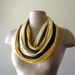Infinity Scarf Necklace - Upcycled Jersey Cotton Fabric Necklace - Mustard Yellow, Gray, Pale Yellow T Shirt Scarf