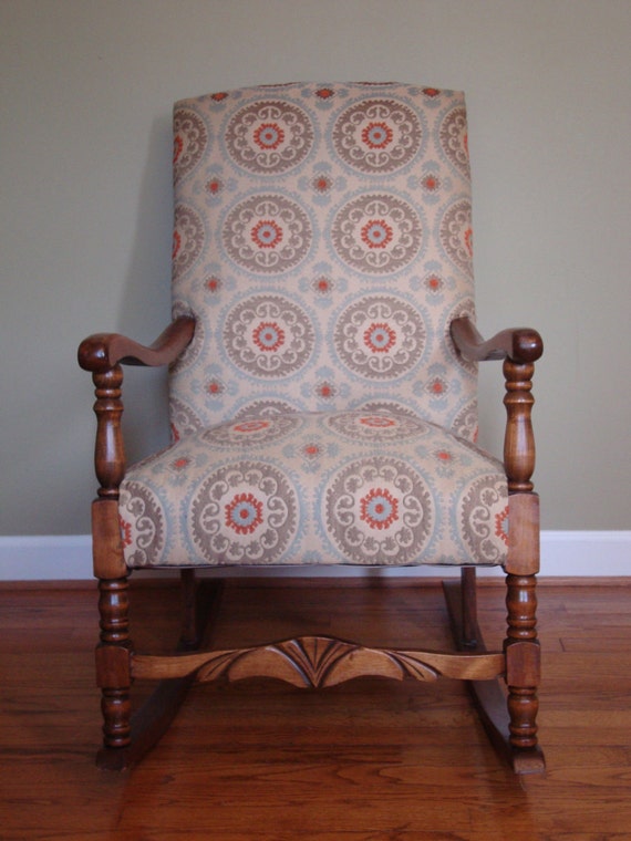 Upholstered Rocking Chair in Suzani Fabric