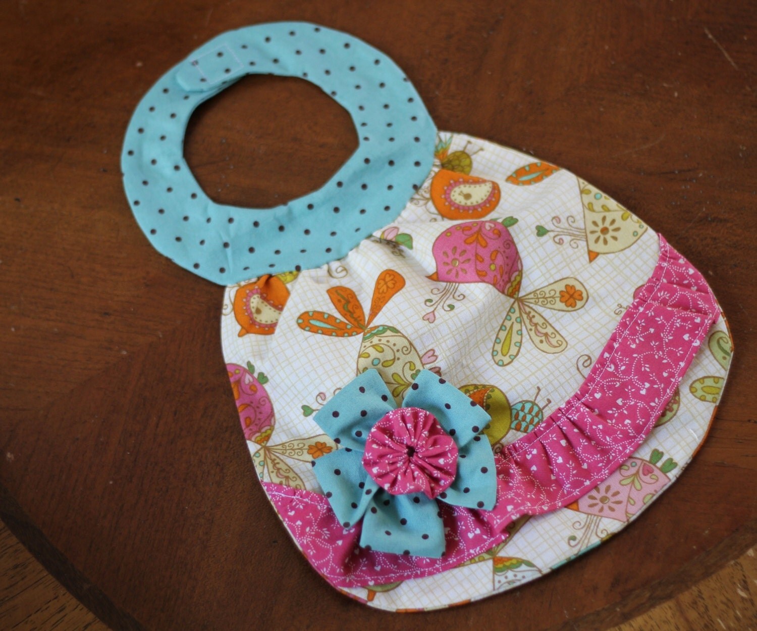 Couture Baby Girl Bib Fancy First Birthday Whimsical Birds