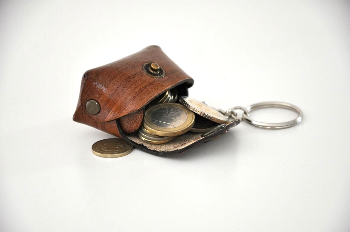 Leather Key Chain Key Ring Handmade Brown Mini Bag by leatherline