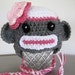 sock monkey hat for newborn 0 - 3 month in pink