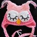 Shades of Pinks sleepy owl baby hat for newborn 0-3 months