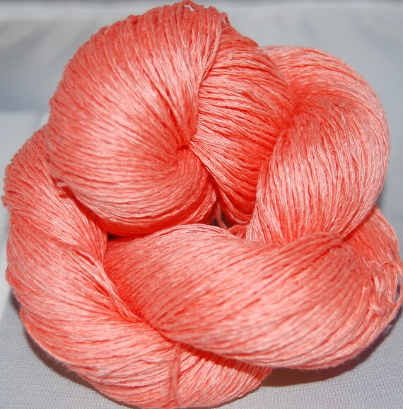 Coral Linen 100 4ply handdyed yarn 100g by YarnLux on Etsy