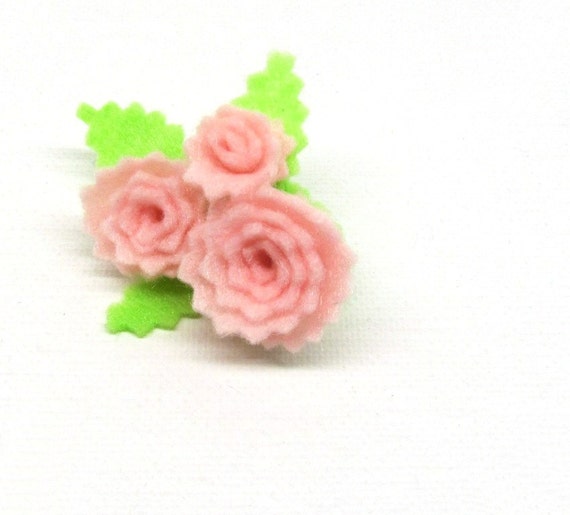 Pink Rose Felt Brooch Pin More Colors Available