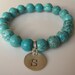TURQUOISE HOWLITE Semi Precious Gemstone Beaded Bracelet & Sterling Silver Charm