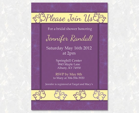 Items similar to Bridal Shower Invitation Printable DIY - Butterfly ...