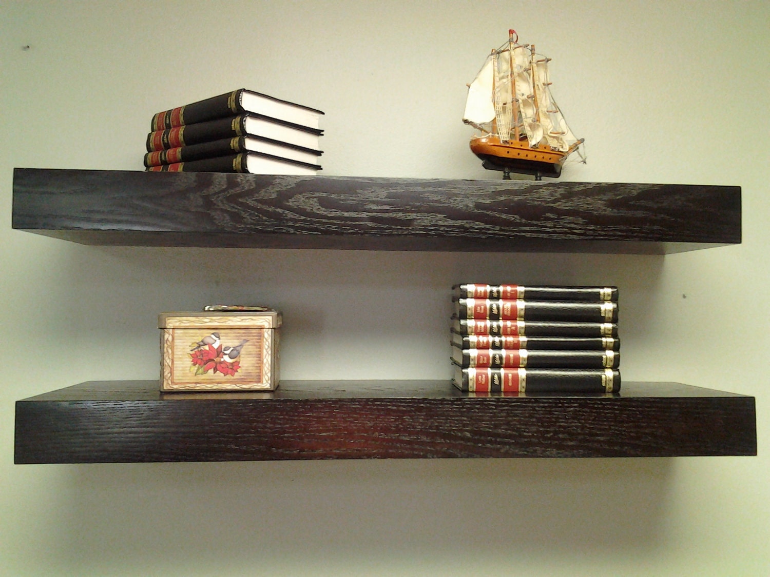 Floating Shelves Oak Wood Espresso color FREE by MrSelecta