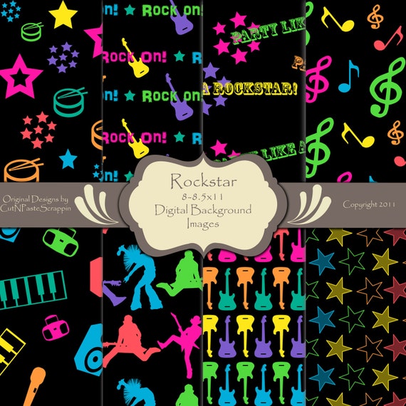 Items similar to Rockstar Printable Digital Background Papers 8.5x11 ...