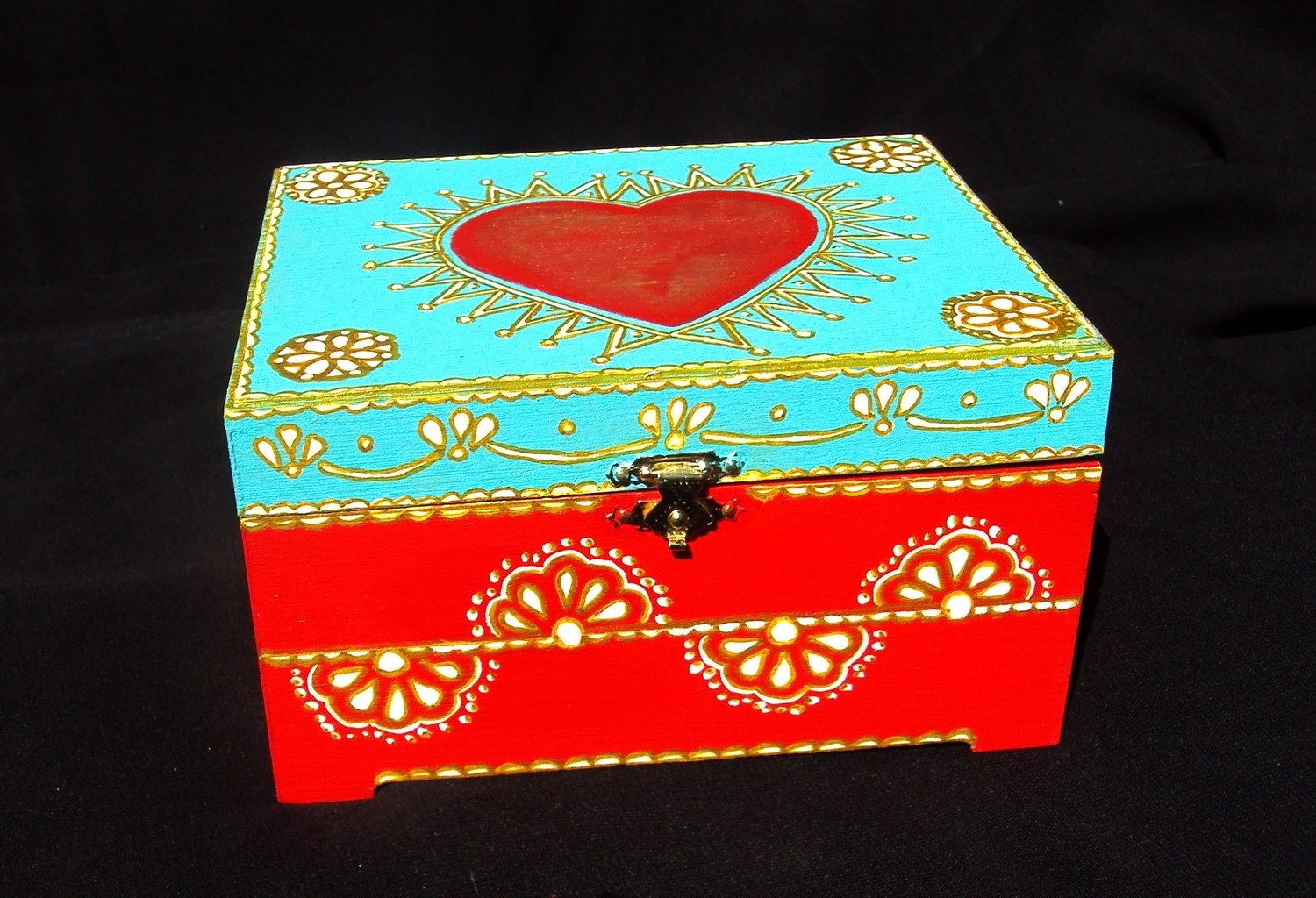 Hand painted india inspired wood box