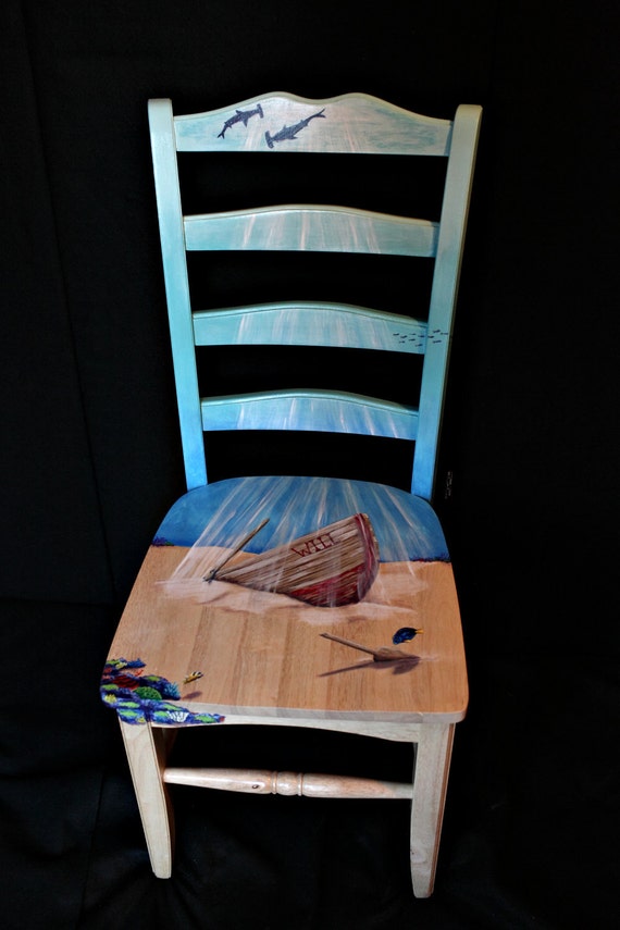 Hand painted underwater themed chair