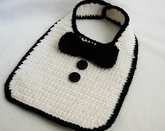 CROCHET PATTERN - Tuxedo Bib - baby bib photography prop baby photo prop drool bib baby boy