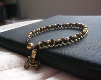 Halloween accessories /Thailand Anklet/Handmade Anklet/gold anklet/brass anklet/tiger's eye Anklet/lucky stone anklet/autumn anklet/summer