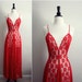 Vintage 70s Val Mode Lipstick Red Slip Dress. Size S/M