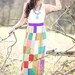 Vintage 1960's Color-block Patchwork Hippie Maxi Skirt