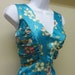 1940's Vintage Reproduction Dress, Turquoise Hawaiian Print, Hula Auana Costume - Size 6-8