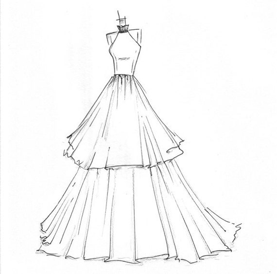 high-fashion dress sketch