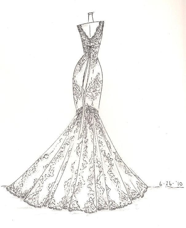dress sketch of YOUR special dress a perfect gift...