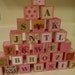 Children's Alphabet Building Blocks / Wooden Building Blocks - Light Pink and Brown - Set of 30 Blocks