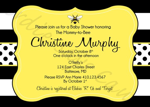 Mommy to Bee Baby Shower Invitation Birthday Baby Shower