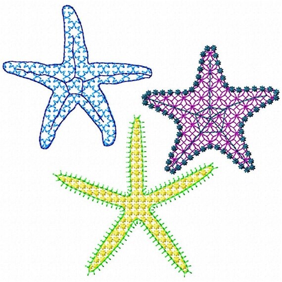 Items similar to Filigree Starfish Set of 3 Embroidery Designs for ...