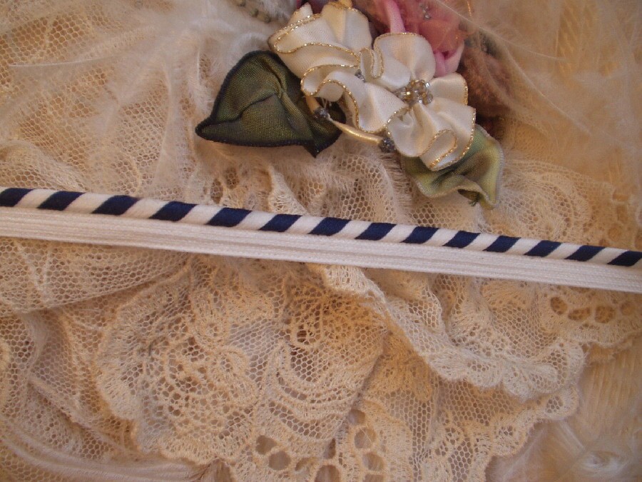 2 Yds Navy Blue and White Piping Trim Edging Pillows