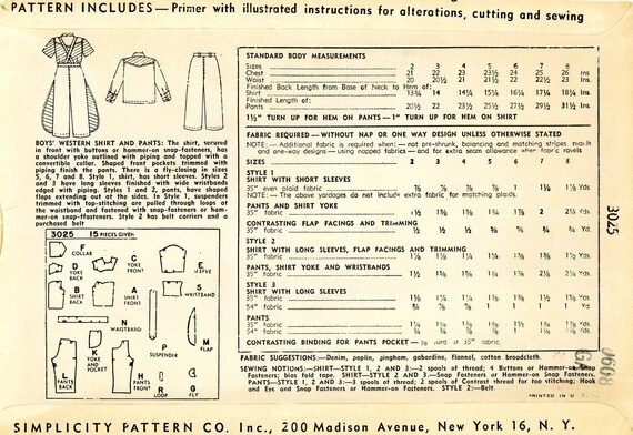 Vintage Sewing Pattern 1950s Boy's Western by ResourceCenter