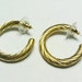 Vintage Gold Tone Twisted Look Hoop Earrings- MONET - Pierced