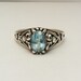 Vintage 925 Silver Ring With Aquamarine or Blue Topaz and Filigree Design - Sz 6