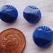 3 Glass Buttons, vintage, probably German, royal blue. 0.5" inch diameter. VFM/J11.10-5.