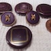 RESERVED Deveeres 6 vintage buttons, mauve, red/brown 2 styles,0.5" and 1" in across, with gold accents. HMSH12.1-23.6.