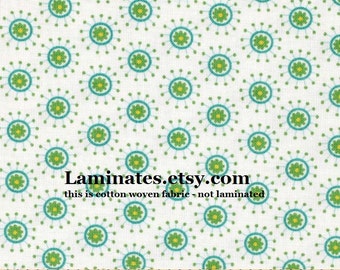 SALE Cotton sewing quilting fabric by the yard - Flower jacks blue from Hoo's in the Forest - NOT laminated