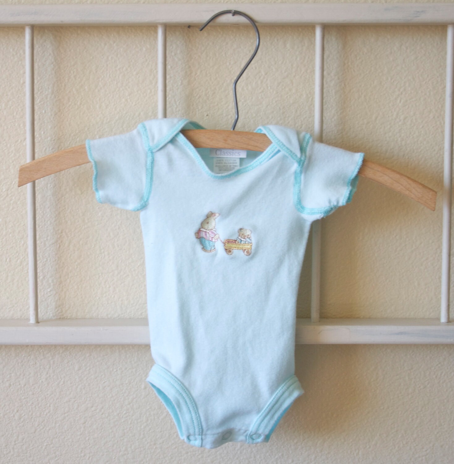 SALE Vintage Carter's Classic Baby Blue Onesie by TinselAndWheat