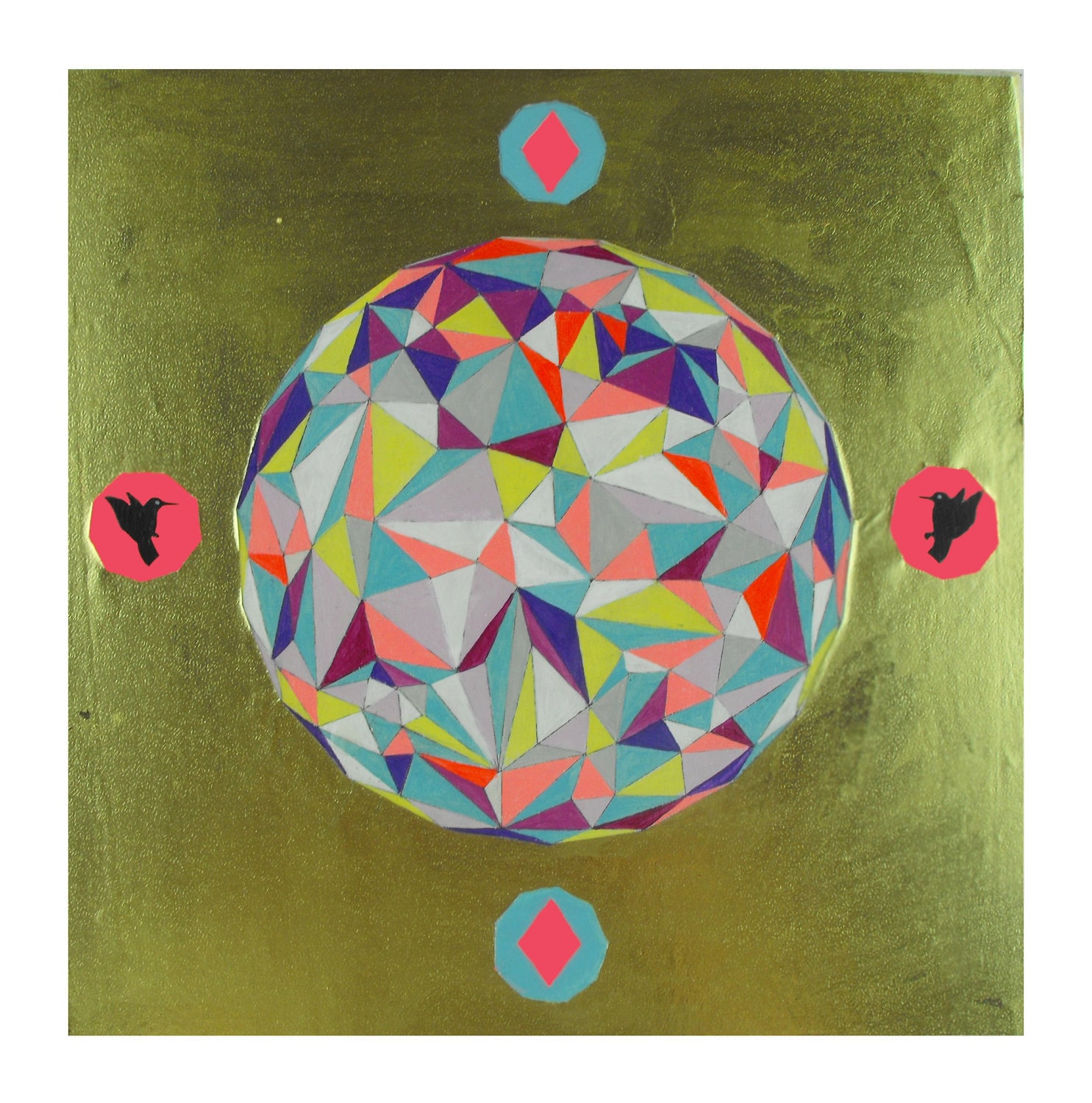 Geometric Painting mixed media Focus by SketchInc on Etsy