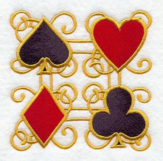 Cards Heart Spade Diamond Clover Embroidered Flour Sack