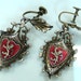 Vintage Renaissance earrings Enamel Lion Crest coat of arms