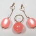 Vintage Earrings Ring set PINK moonglow lucite 1960s