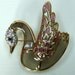 Vintage Swan brooch pin rhinestone plique a jour