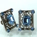 Vintage Blue Rhinestone filigree earrings screwback
