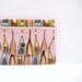Pink fabric business card case, turquoise orange brown wine bottles business card holder, Under 15 dollars, handmade card wallet