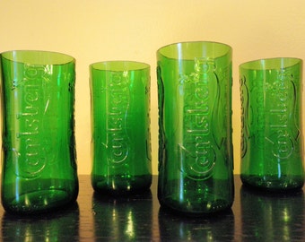 Carlsberg Recycled Emerald Beer Bottle Glasses - Set of 4