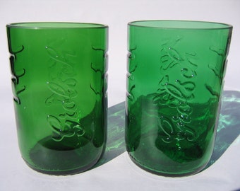Grolsch Lager Recycled Emerald Beer Bottle Glasses - Set of 2