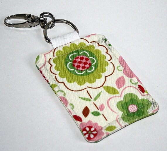 Retro Flowers Fabric Keyring / Key Fob by KitschDevine on Etsy