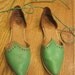Vintage Ethnic Handmade Flat Leather Shoes Moroccan Babouche Style Size 6 Lime Green Marrakesh Lace Up