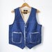 Denim Sherpa Vest - Vintage 1970s - Medium