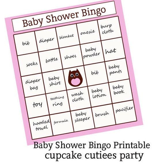 867 New baby shower game templates etsy 411 Baby Bingo Party Girl OWL Game for Baby Shower PRINTABLE  U pRiNt 