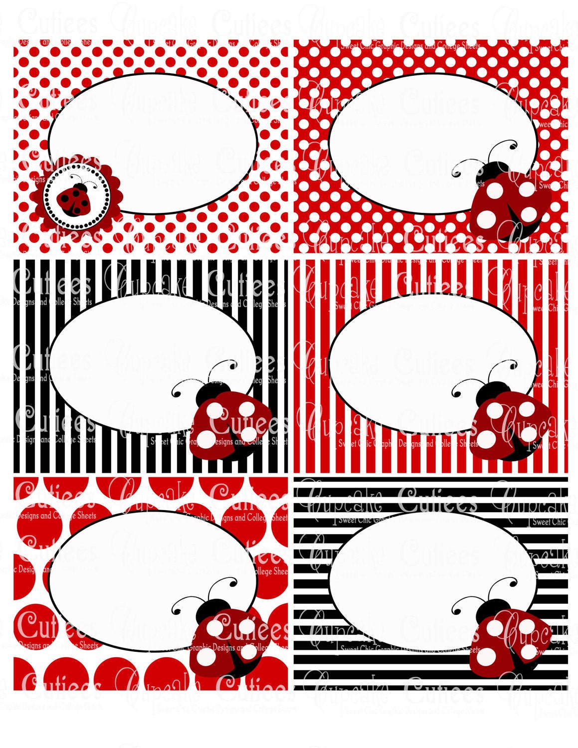 ladybug love red n white digital collage by
