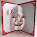 Santa Claus Christmas Pop Up Card Home Décor 3D Handmade Cut by Hand Origamic Architecture in Metallic Bright Red and White.