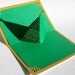 Christmas Tree 3D Pop Up Greeting Card and Decoration. Handmade Cut by Hand Origamic Architecture in Forest Green and Shimmery Bright Gold.